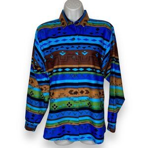 Vintage Roper Southwestern Button Front Long Sleeve Western Shirt Women Small